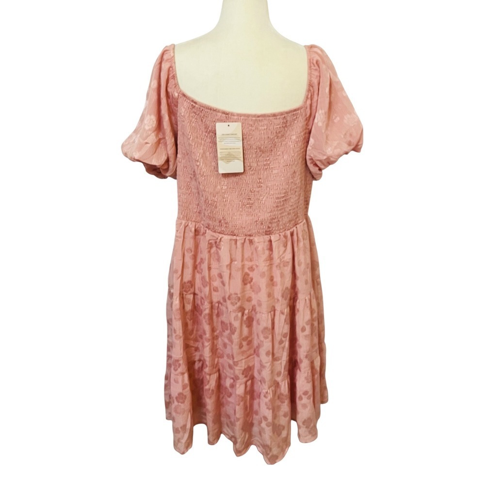 NEW‎ Pink Floral Print Off Shoulder Smocked Tiered Midi Dress XXL - Picture 6 of 8